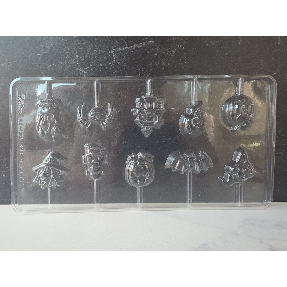 Wilton Haunted Lollipop Mold Halloween Witch Bat Cat Skull Spider Frankenstein..